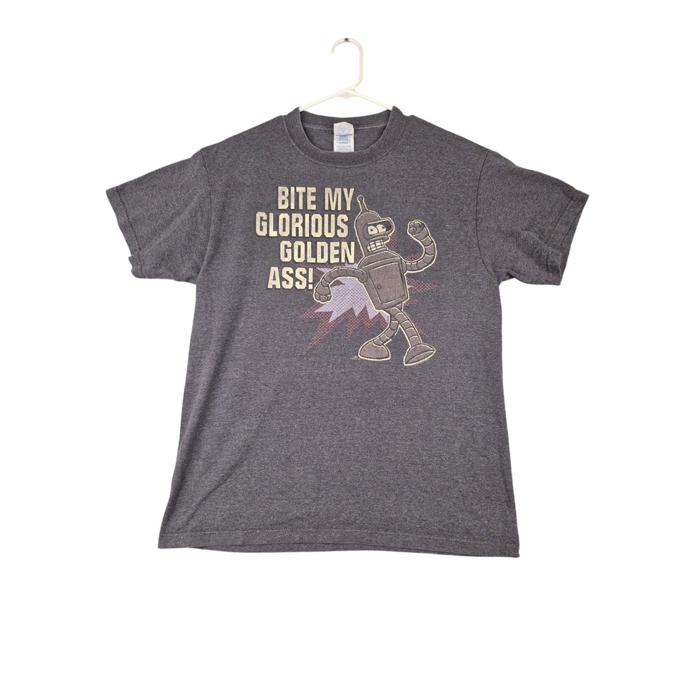 Futurama Bender Bite My Glorious Golden Graphic T-Shirt Mens Medium Y2K VTG